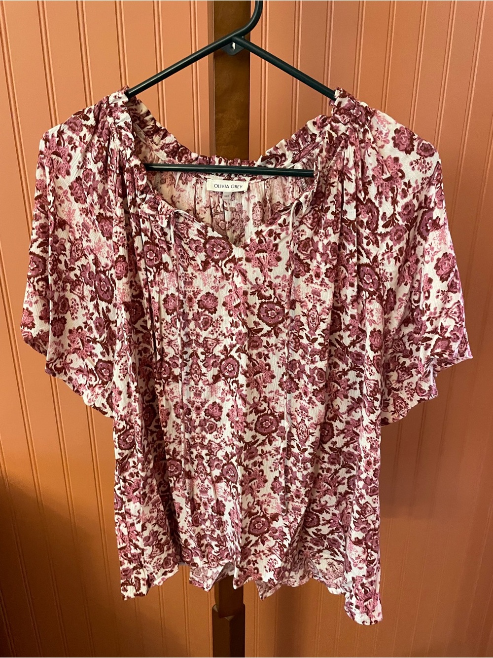 Pink Floral Short Sleeve Blouse